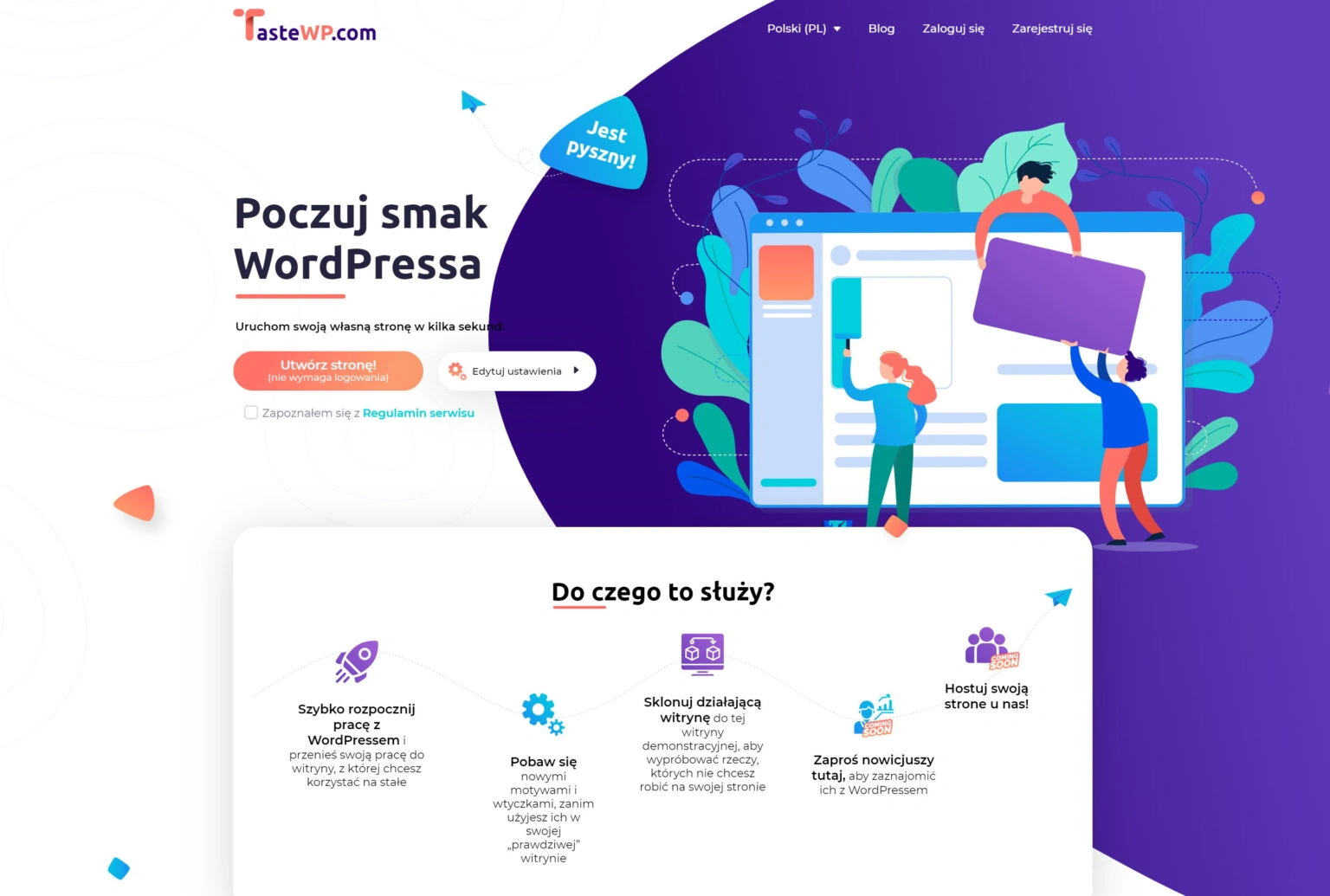 Tastewp używanie wordpress online