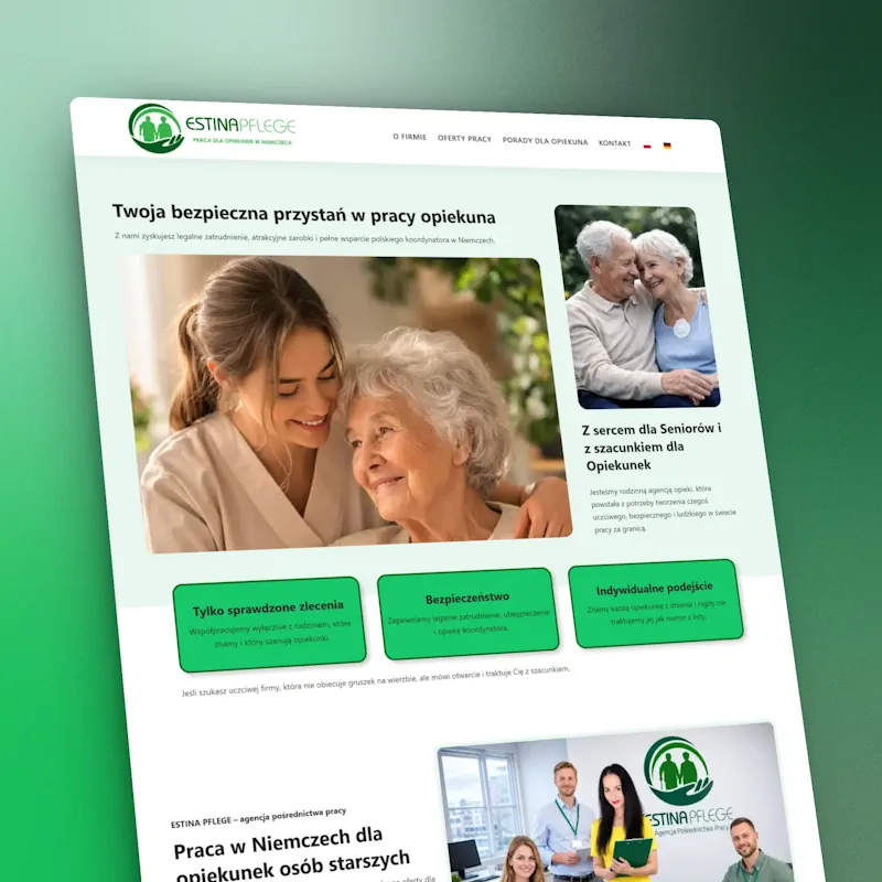 Estina pflege strona internetowa agencja opiekunek mockup