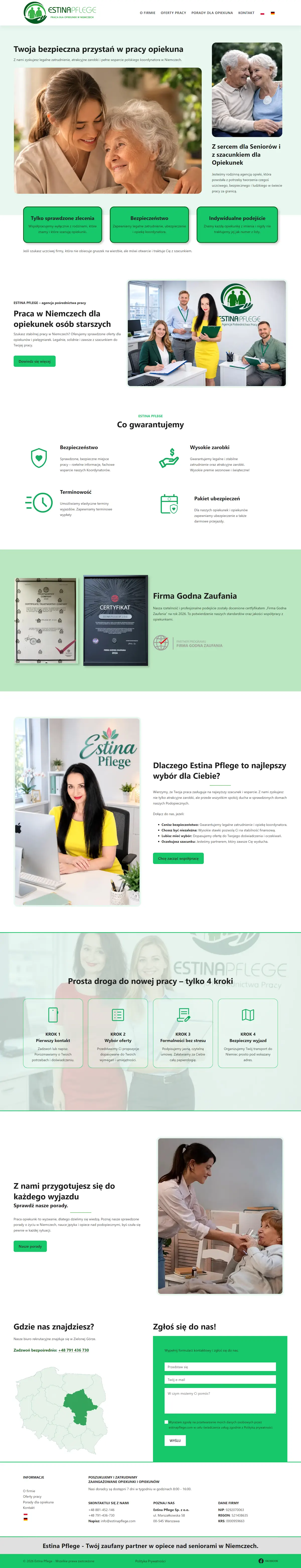 Estina pflege strona internetowa agencja opiekunek
