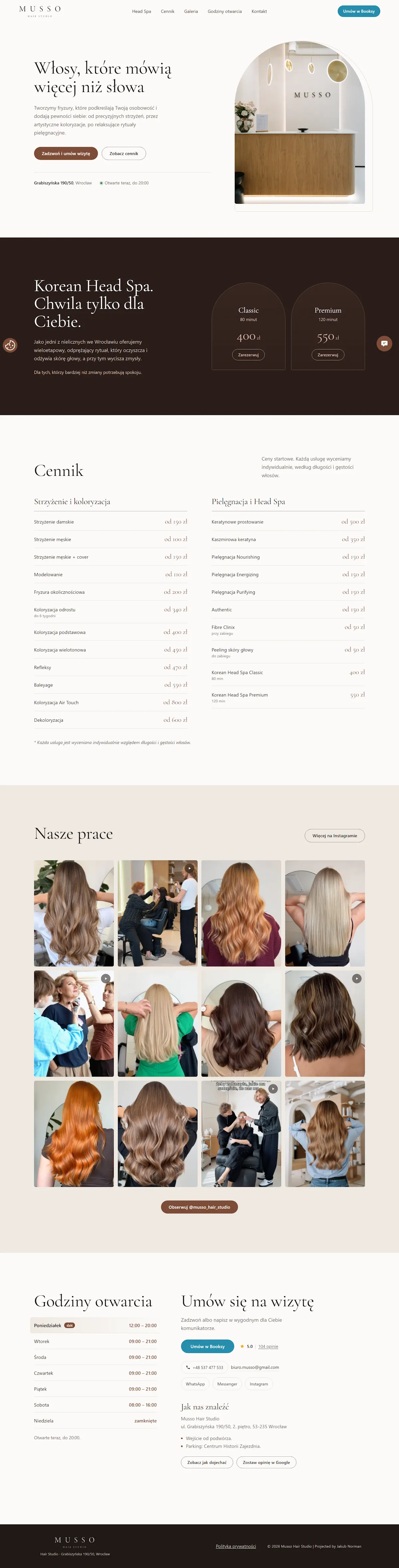 Musso hair studio salon fryzjerski mockup