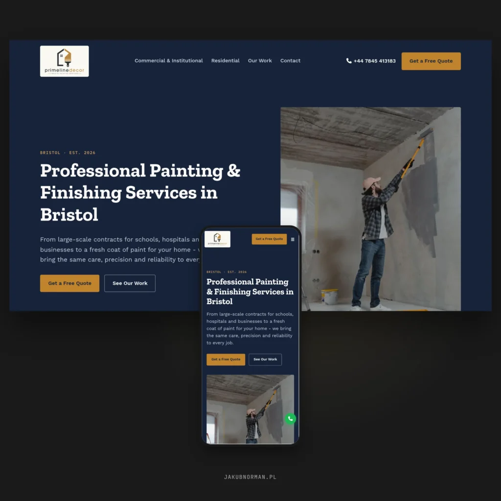 Primelinedecor painting bristol website mockup