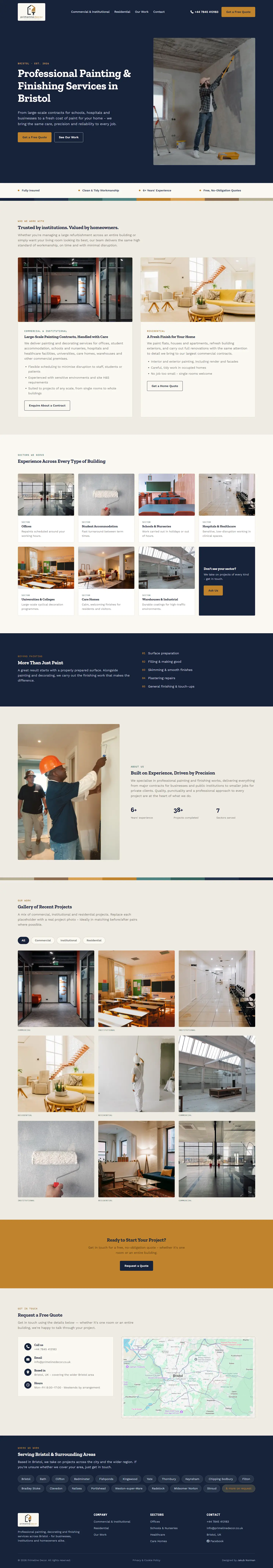 Primelinedecor painting bristol website mockup strona internetowa