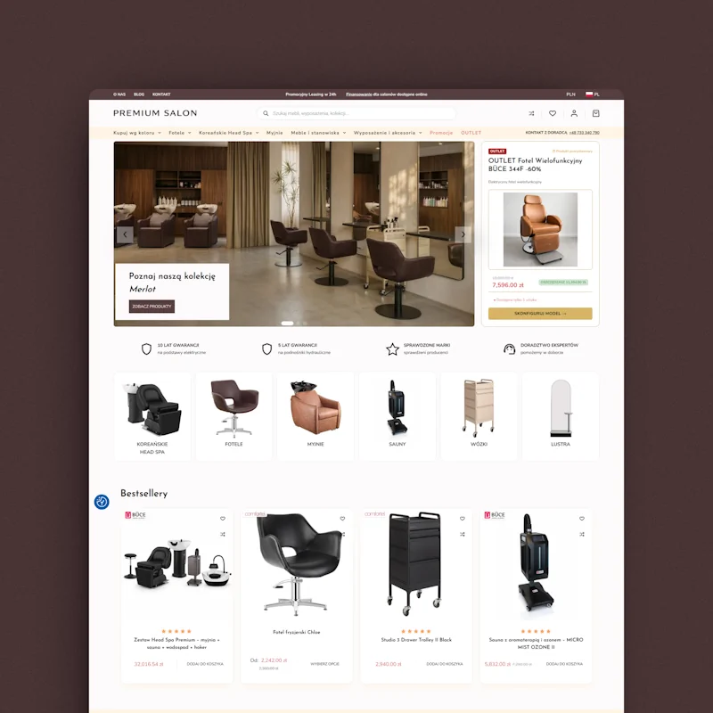 Sklep internetowy premium salon meble fryzjerskie